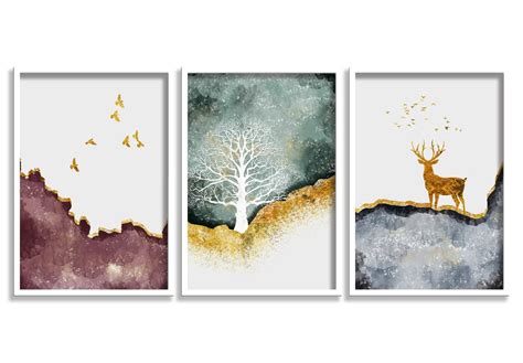 SAF paintings Set of 3 Abstract Art White Frame painting for Wall ...