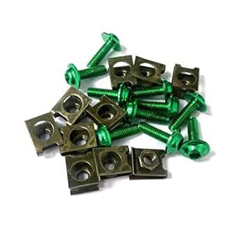 uxcell 10pcs Metal U-Type M6 Motorcycle Fairing Fasteners Clips w Green ...