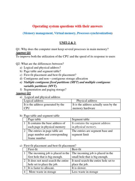 Process Management Operating System Questions and Answers 的图像结果