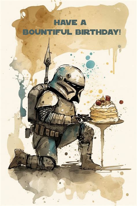 Mandalorian Themed Birthday Card - Printable Star Wars Greeting Card ...