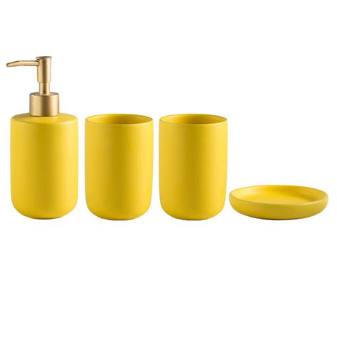 Yellow Bath Set Online - Mustard Yellow Bathroom Accessories | Nestasia