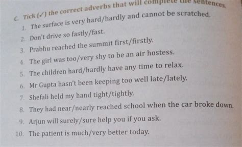 Tick the correct and verb that will complete the sentences. - Brainly.in