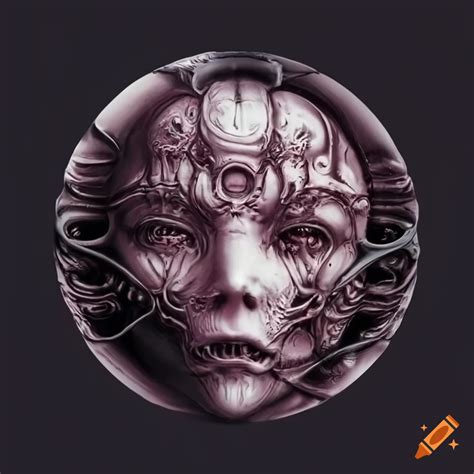 Close-up of a delicate h.r. giger artwork on Craiyon