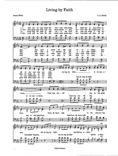 Living by Faith - Digital Printable Hymn With Lyrics - Key of E Flat ...