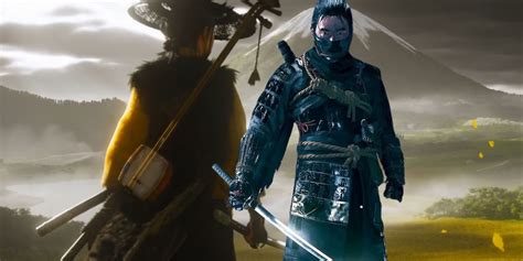 Player character Atsu looks down over a beautiful vista in Ghost of Yotei.