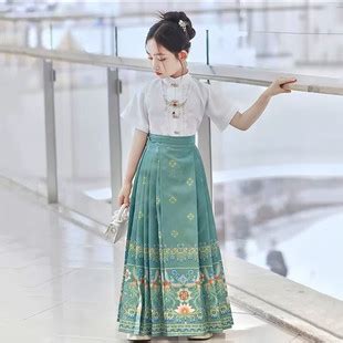 秋季2023新款新中式改良汉服小个子蓝色马面裙上衣半身裙女套装夏-Taobao