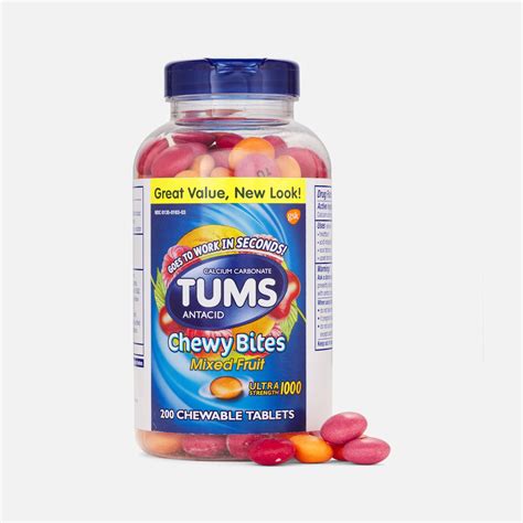 FSA Eligible TUMS Chewy Bites Ultra Strength Antacid Chewable Tablets, Mixed Fruit, 200 ct ...