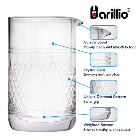 Barillio 20 Oz Crystal Cocktail Mixing Glass Set | Seamless Mixing ...