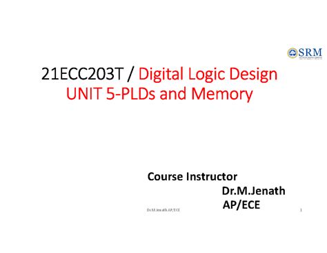 Unit v memory pdf - Digital Logic Design unit 5 - 21ECC203T / Digital ...