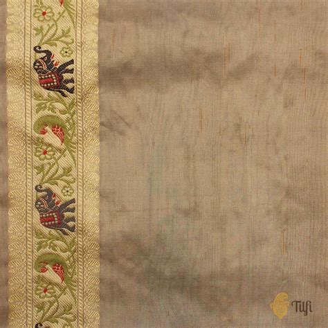 Light Gold Pure Kora Silk Tissue Real Zari Banarasi Handloom Saree - Tilfi