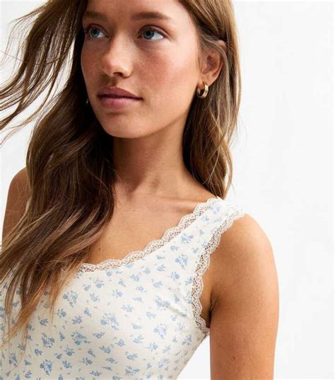 White Floral Print Lace Trimmed Vest | New Look