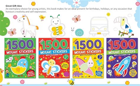 Buy 1500 Mosaic Stickers Book 2 with Colouring Fun - Sticker Book for ...