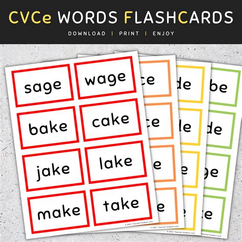 CVCe Words Flash Cards: Long Vowels (A I O U), CVCe Words List, [SET 1 ...