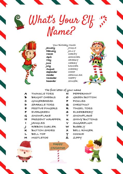 Whats Your Elf Name? Name Generator Printable Party Game Instant ...
