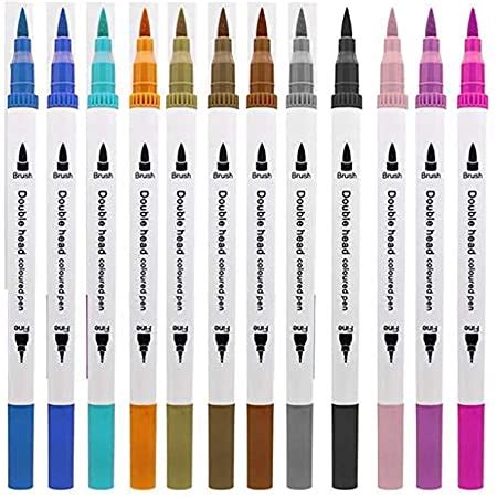 The Art Box 12 Colors Dual Tip Watercolor Painting Brush Fine Liner ...