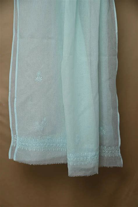 Kota Chikankari Length with Dupatta - Cyan Blue - ARIAA CHIKANKARI