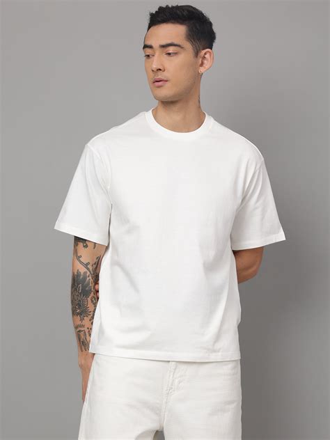 Solid Off-White Oversized Tshirt For Men – Free Authority