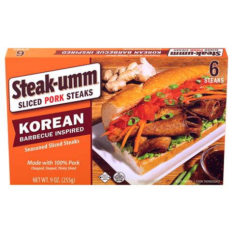 Steak-umm Pork Steaks, Sliced, Korean Barbecue Inspired (6 ct) Delivery ...