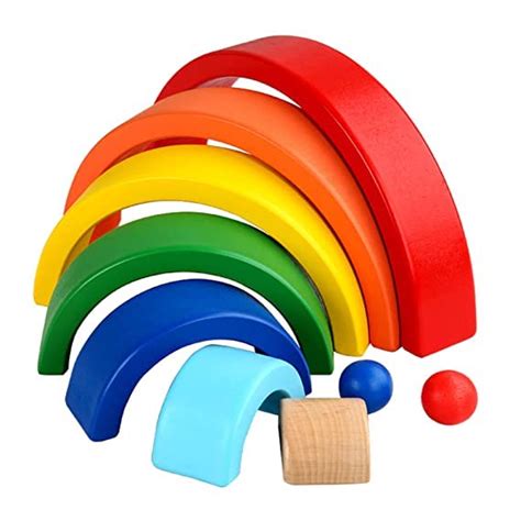 ANVIE & ABEER® Wooden Rainbow Stacker for Kids, Pre School Stacker Game ...