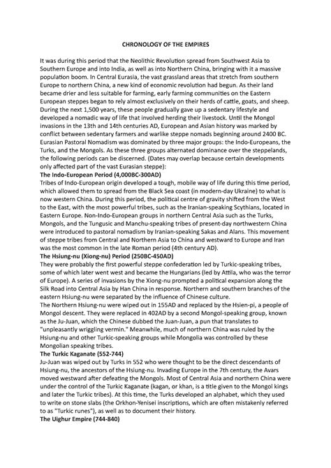 Chronology OF THE Empires - CHRONOLOGY OF THE EMPIRES It was during ...