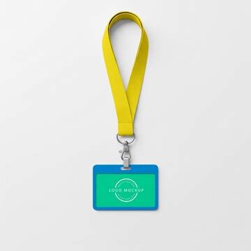 Id card mockup with lanyard front view | Premium PSD