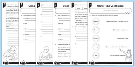 Using Time Vocabulary Differentiated Worksheet / Worksheets