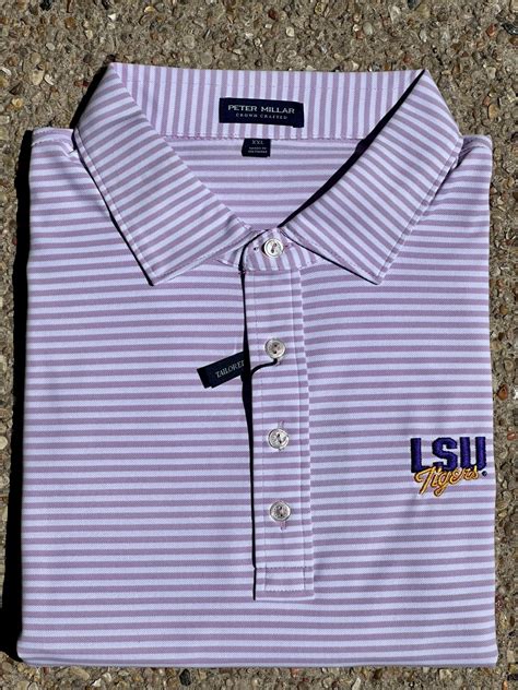 PETER MILLAR LSU PERFORMANCE POLO MOOD STRIPE 'LSU TIGERS' - LAVENDER ...