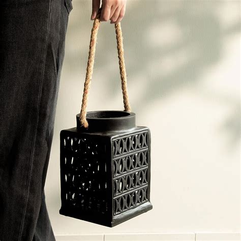 Buy Ellementry Diwali Gift - Jharokha Ecomix Black Lantern | Tealight ...