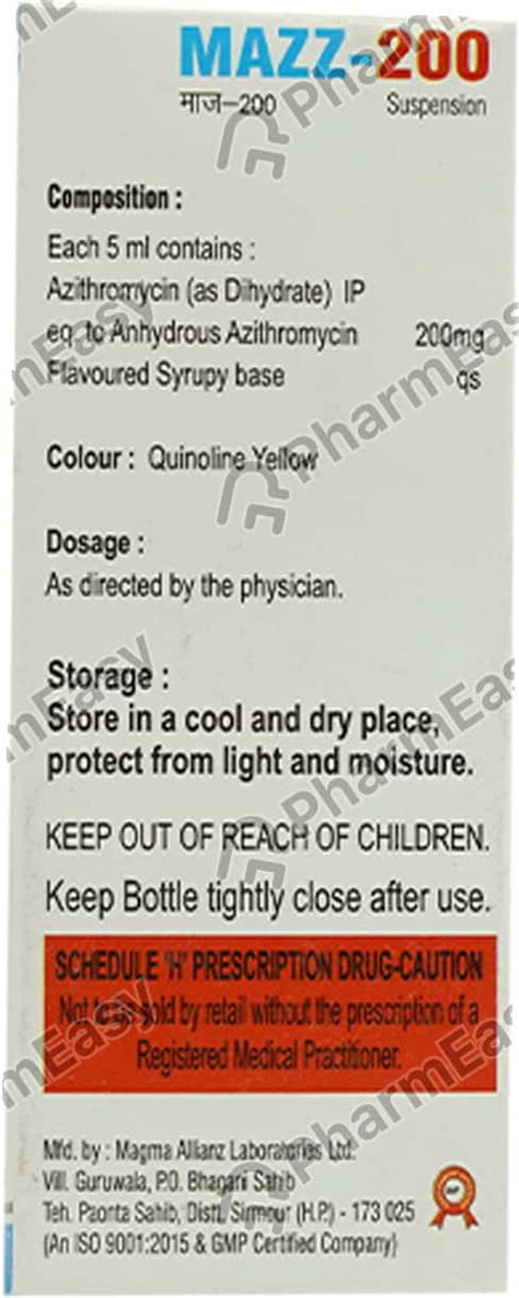 Mazz 200 MG/5ML Suspension (30): Uses, Side Effects, Price & Dosage ...