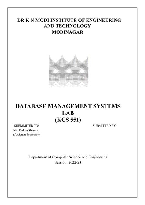 DBMS LAB - [.lok - DR K N MODI INSTITUTE OF ENGINEERING AND TECHNOLOGY ...