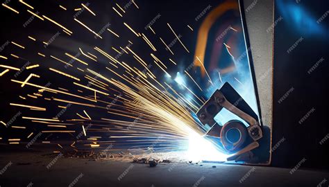 Premium AI Image | Close up view gas metal arc welding GMAW process with