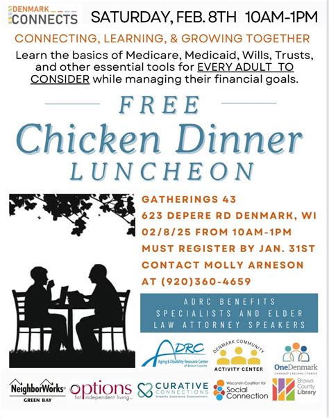 Free Chicken Dinner Luncheon, 623 Depere Rd, Denmark, WI 54208-9100 ...