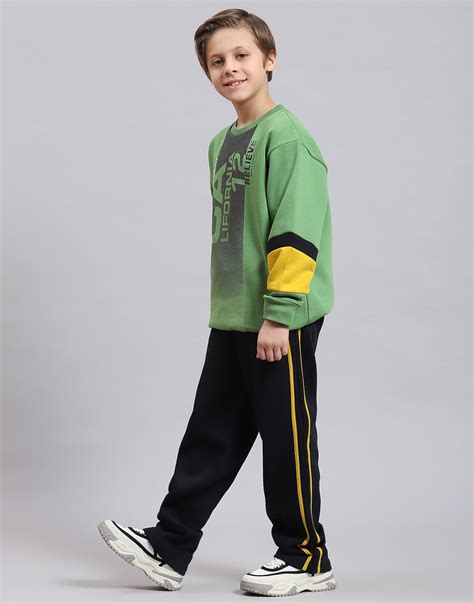 Buy Boys Green Printed Round Neck Full Sleeve Tracksuit Online in India ...