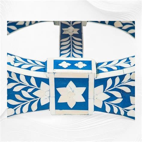 Bone Inlay Jenny Stool Floral Design Blue – Luxury Handicrafts