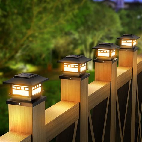 ENSLI Solar Post Lights Outdoor 4 Pack, Large Bright Glass India | Ubuy