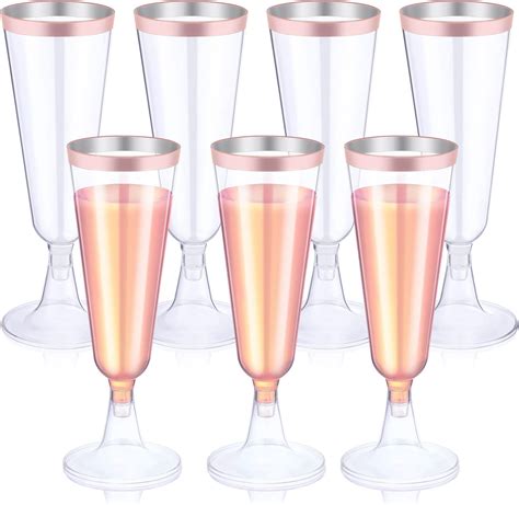 Amazon.com | Dandat 100 Pcs Plastic Flutes Disposable Champagne Flutes ...