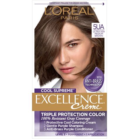 L'Oreal Paris Excellence Creme Permanent Hair Color, Ultra Ash Medium ...