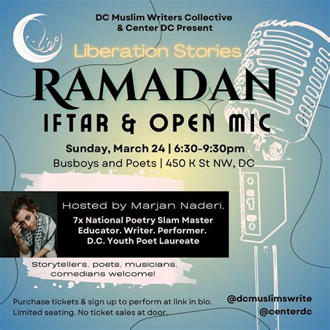 DC MWC & Center DC: Ramadan Iftar and Open Mic Night 2024, Busboys and ...