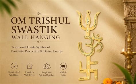 Buy SHREEYAASH Brass Swastik Om Trishul Trishakti Yantra | Main Door ...