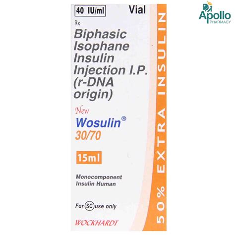 New Wosulin 30/70 40IU/ml Injection | Uses, Side Effects, Price ...