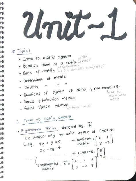 Mathematics for Computing: Matrix Algebra Notes (Units 1 & 3) - Studocu