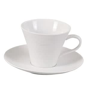 Buy Devnow Ceramics White Cup and Saucer Set 220ml, Set of 6 Online at ...