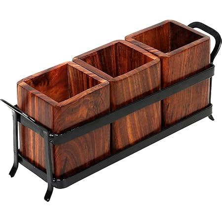 Craftland wooden barrel shape Stationery holder/Pen holder/cutlery ...