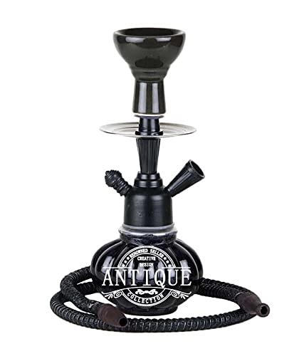 Buy Antique Collection Glass Kharbuza Shaped Hookah (11-inches, Black ...
