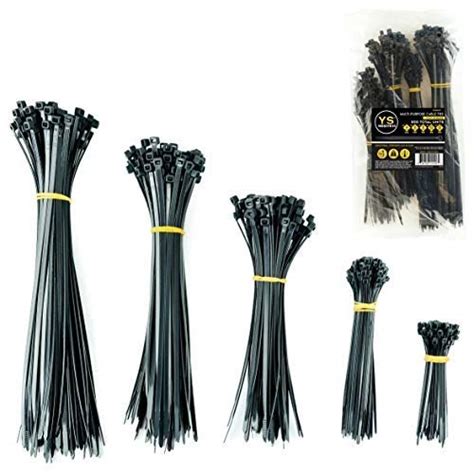 YS Industries Black Zip Ties Assorted Multi-Purpose Self Locking Cable ...