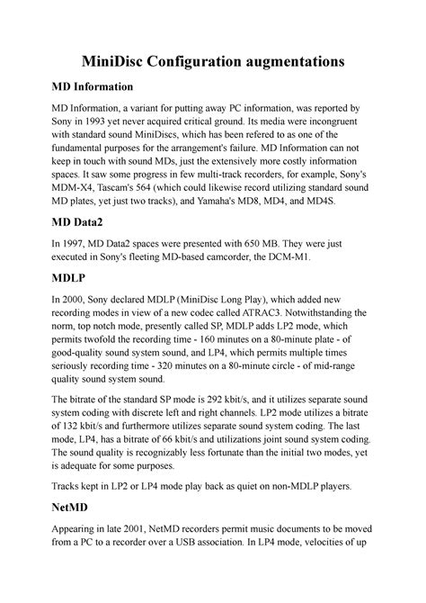 Mini Disc Configuration augmentations - MiniDisc Configuration ...