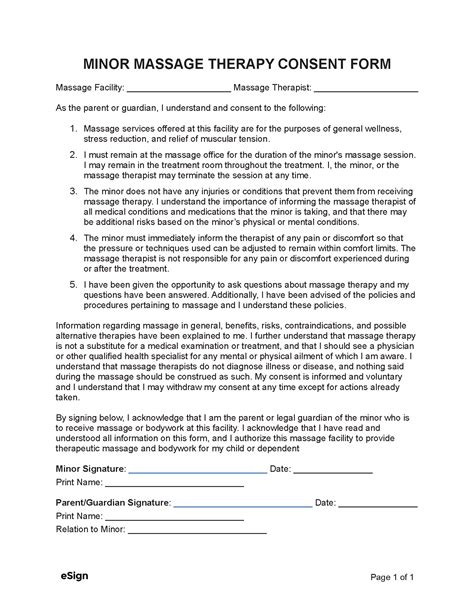 Printable Massage Consent Forms