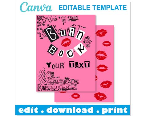 Editable Burn Book Canva Template Burn Book Custom, Burn Book Cover Png ...