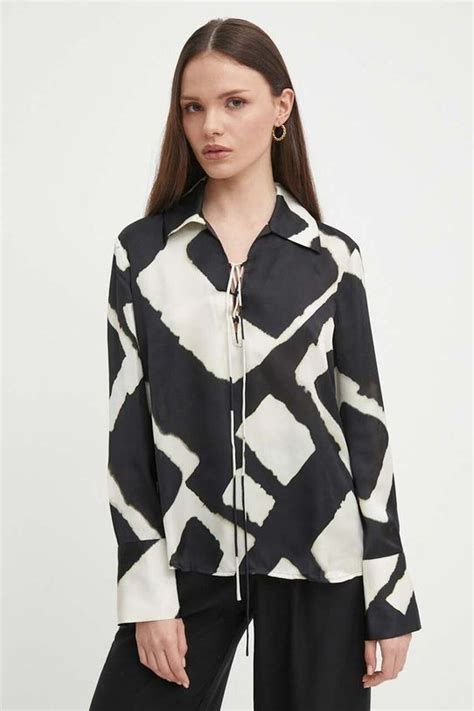 Sisley bluzka damska kolor czarny wzorzysta | Answear.com