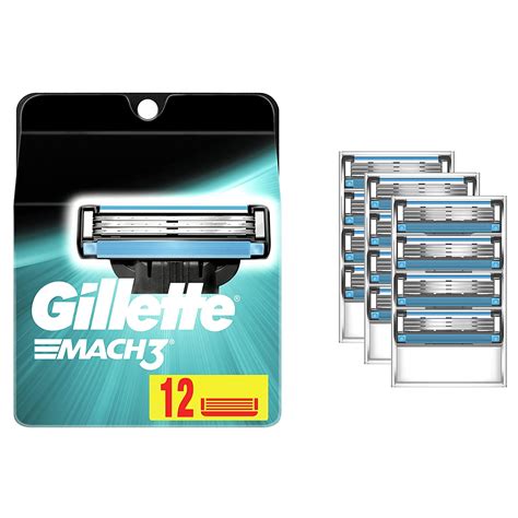 Gillette Mach3 Menââ‚¬â„¢s Razor Blade Refills, 12 Count (Packaging May ...